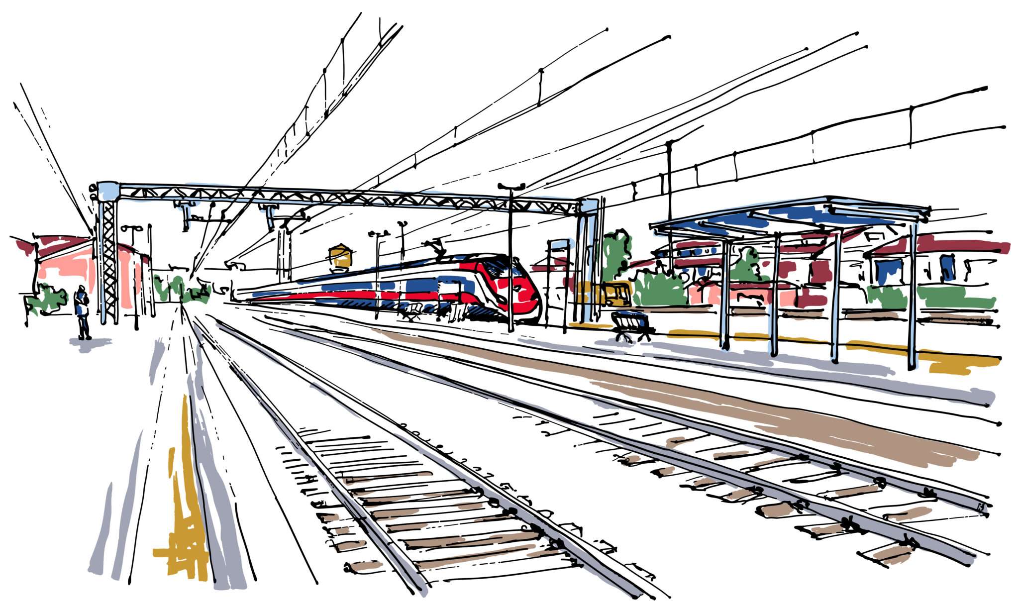 フランスの駅にある電車の絵。