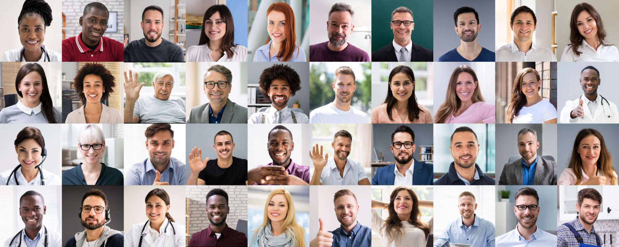 フランスのさまざまな顔を持つ人々のコラージュ。