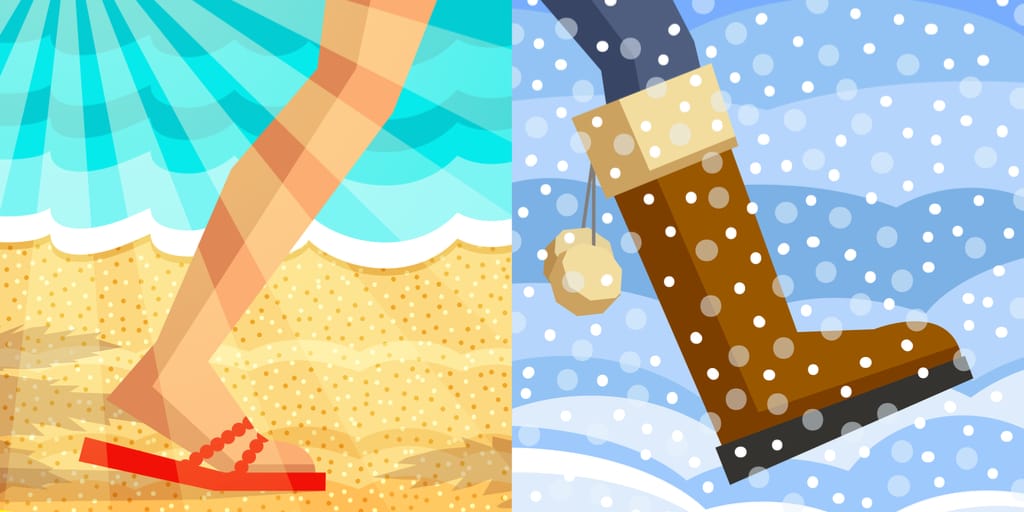 フランスのビーチにあるブーツとビーチサンダル。