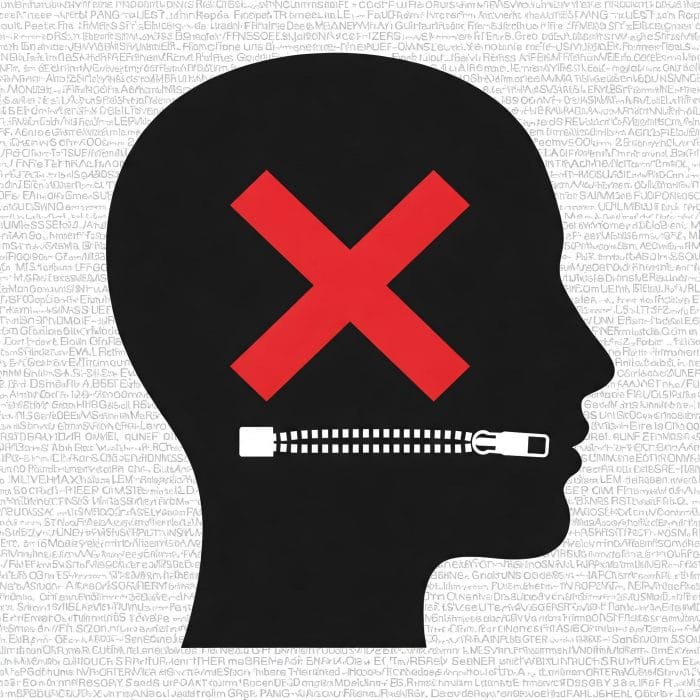 口にチャックやバツ印が付いている注意喚起のイラスト