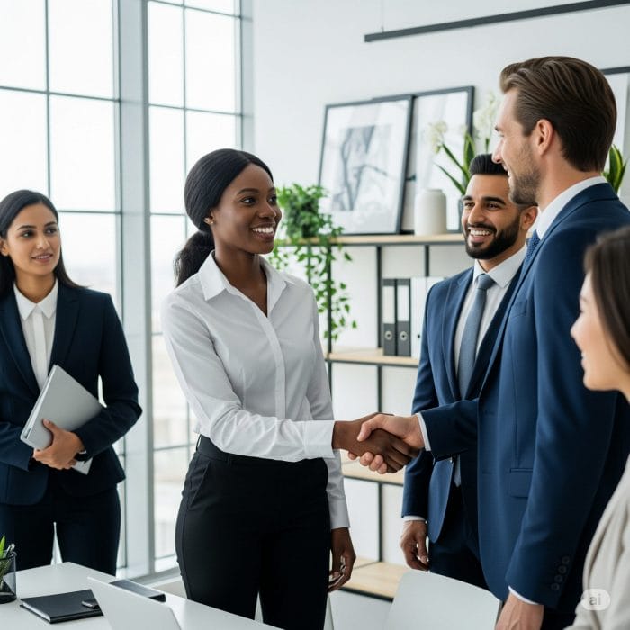 友人グループがリビングで趣味について楽しそうに語り合っている様子