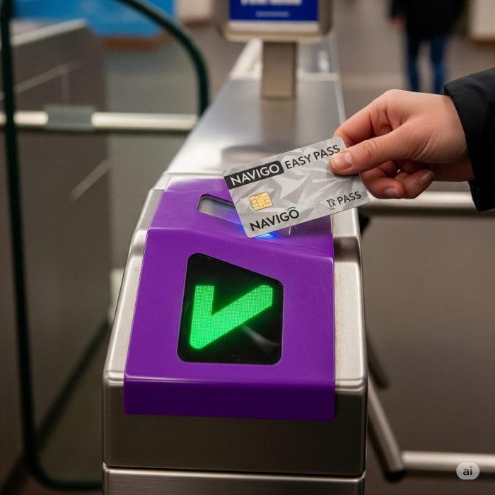 パリのメトロ改札でNavigo Easyをかざす手元