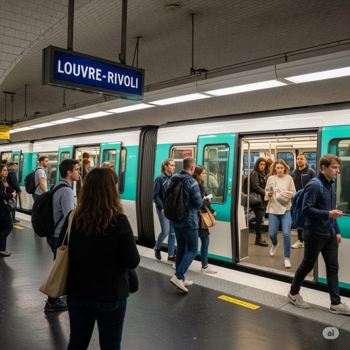 活気あふれるパリのメトロのプラットフォーム