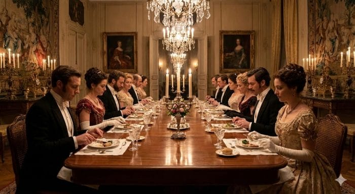 19世紀のフランス貴族の厳格な晩餐会の様子